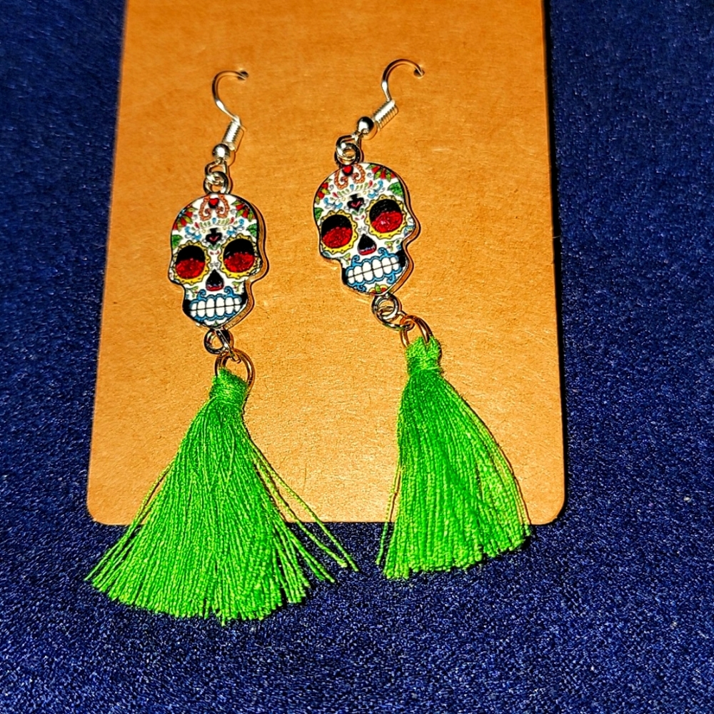 Beautiful handmade sugar skull earrings